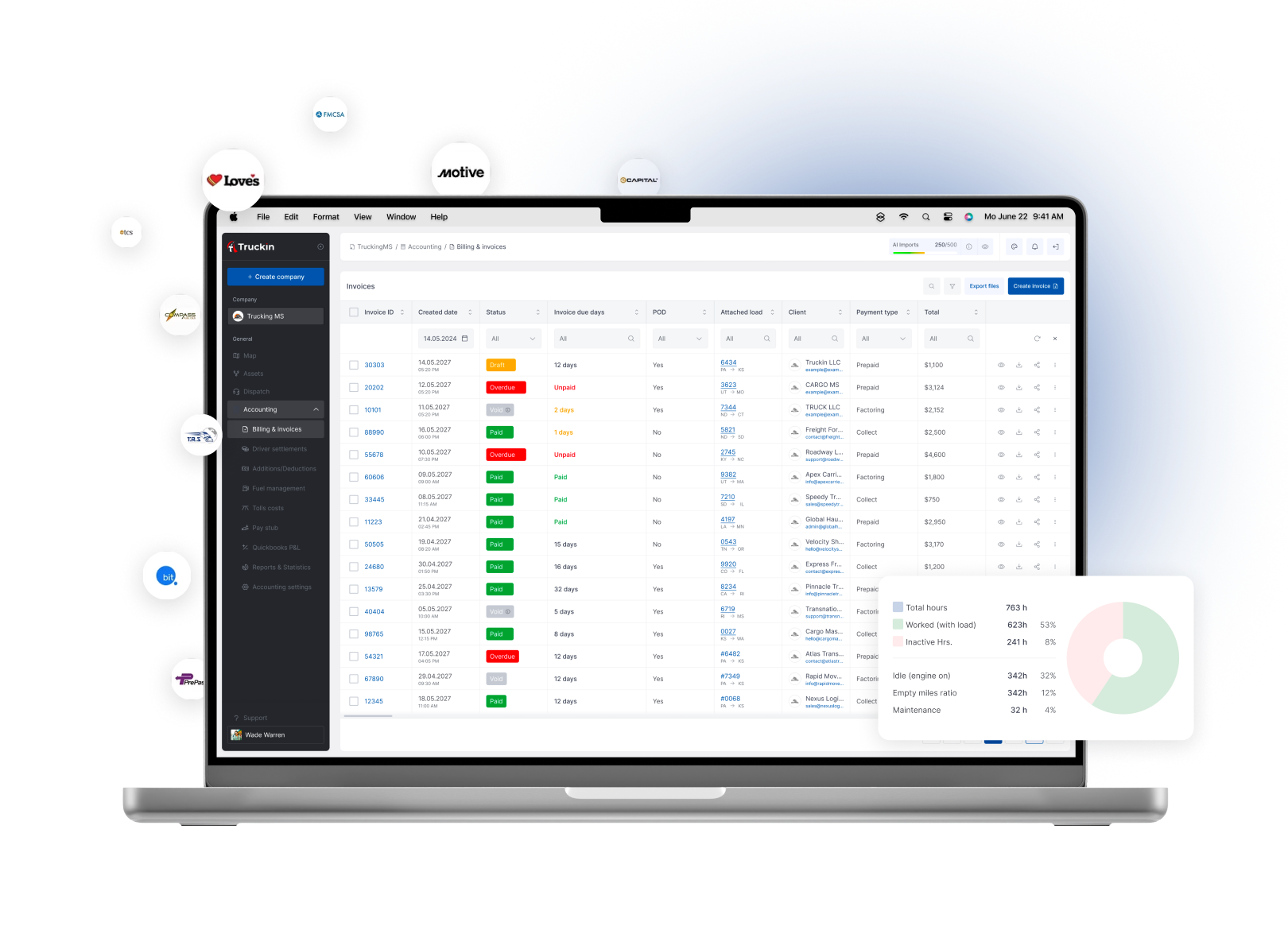 Truckin Accounting integrations - Sync invoices, settlements and financial data with your accounting tools.