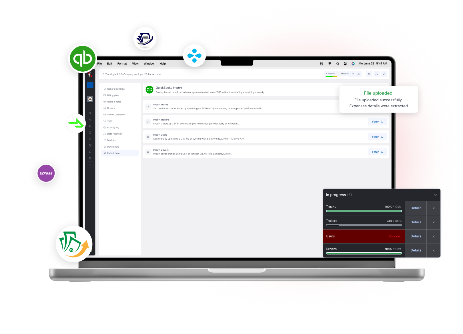 Truckin API & Custom integrations - Custom integrations and structured data import for unique workflows.