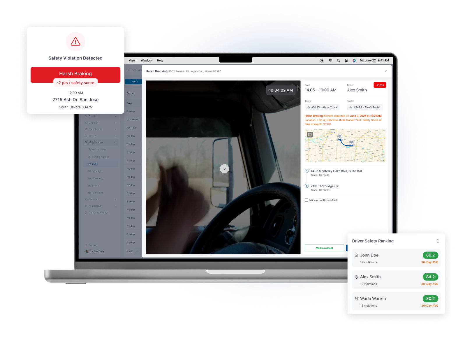 Truckin Cameras & OBD integrations - Connect safety events, driver behavior, fault codes and vehicle health.