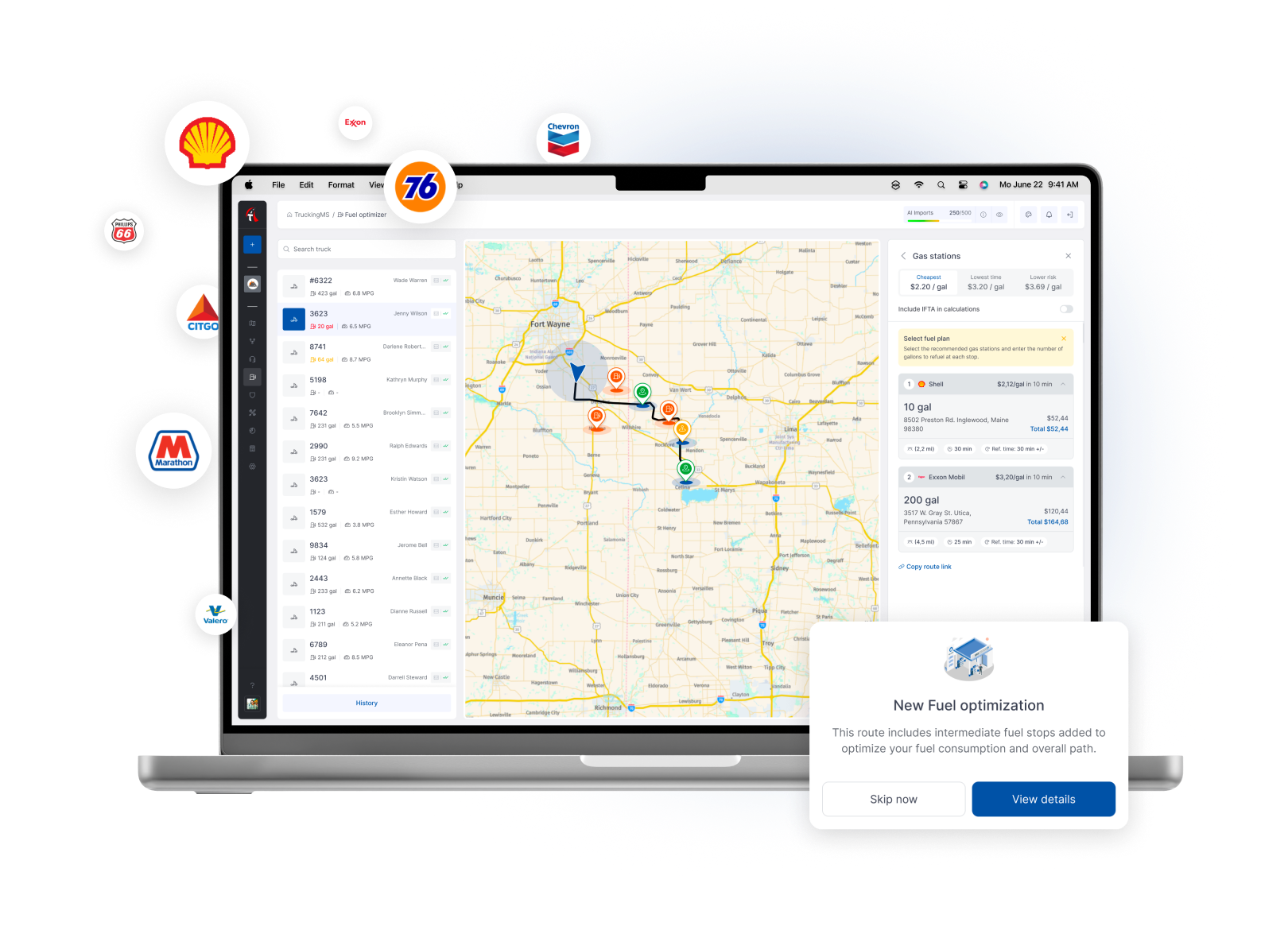 Truckin Fuel integrations - Use fuel card and provider data for smarter, route-based fuel decisions.