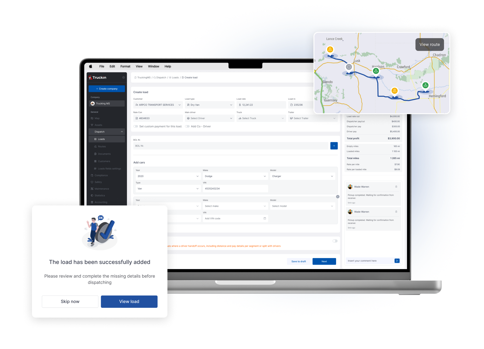 Truckin Truckin for Car Haulers - Support vehicle transport workflows, driver coordination, documents, route planning, customer updates and operational visibility.